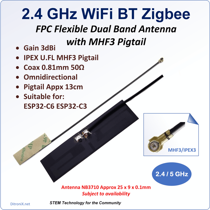 2.4 GHz FPC Antenna MHF3 Pigtail