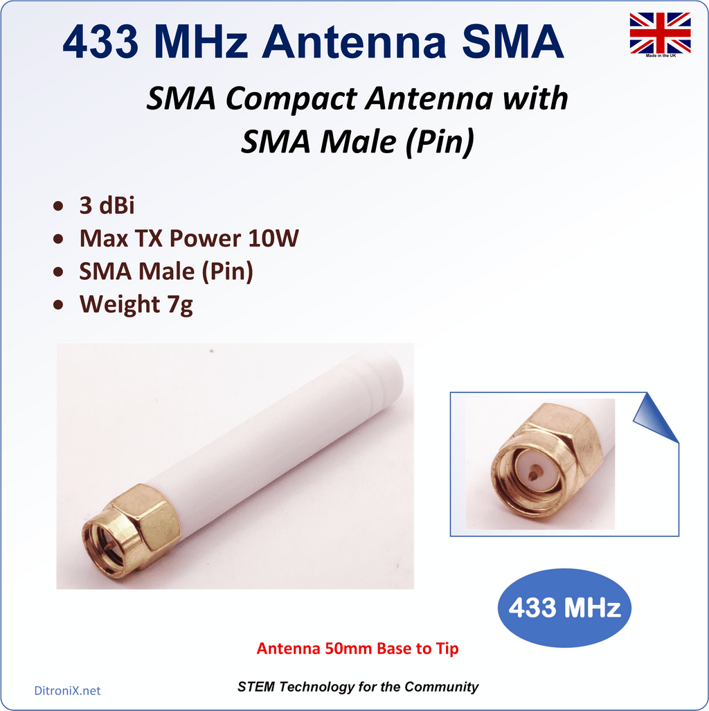 Antenna 433 MHz Stubby SMA Male