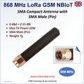 Antenna 868 MHz SMA Male Short 2.15 dBi