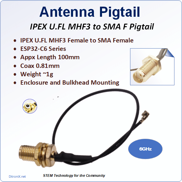 Antenna Pigtail U.FL MHF3 to SMA F