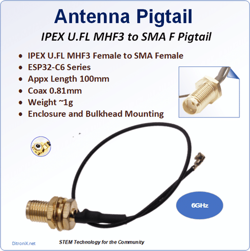 Antenna Pigtail U.FL MHF3 to SMA F