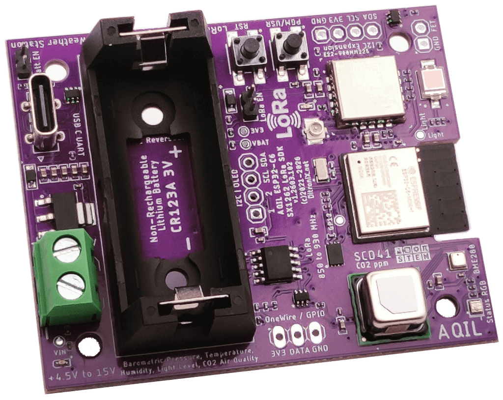 AQIL ESP32-C6 SX1262 LoRa Air Quality Monitor IoT Weather Station Board