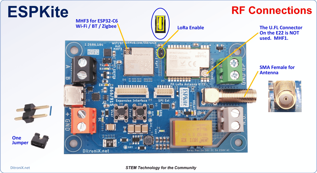 ESPKite | ESP32-C6 E22-900M22S SX1262 LoRa RS485 5-60V Relay Output