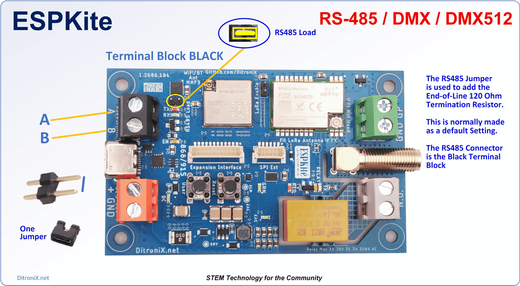 ESPKite | ESP32-C6 E22-900M22S SX1262 LoRa RS485 5-60V Relay Output