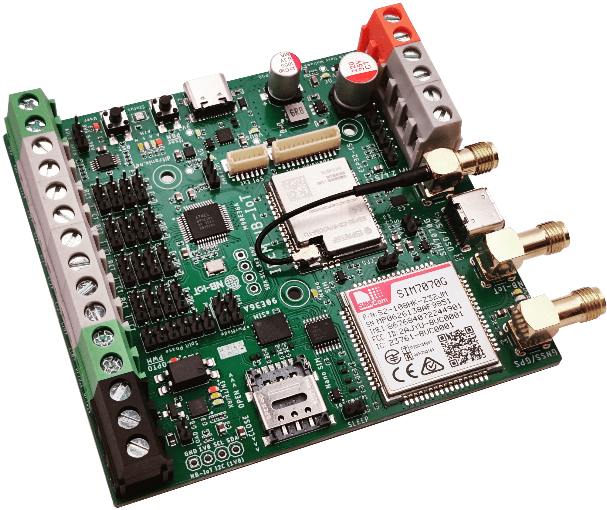 IPEM NB-IOT ATM90E36 ESP32C5 SIM7070G GPRS IoT LTE-M GNSS Mains Power Energy Monitor