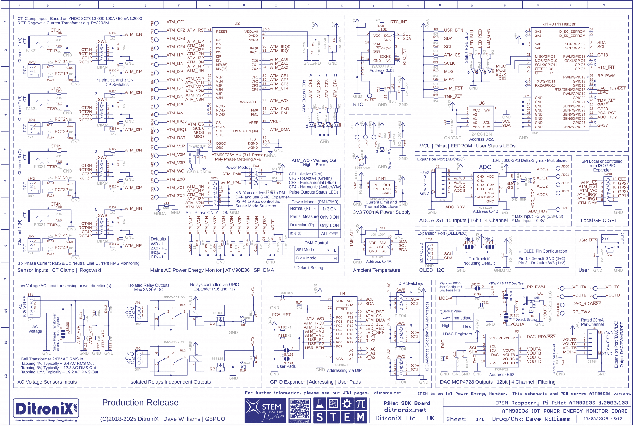 IPEM Raspberry Pi PiHat ATM90E36 1.2503.103 Schematic
