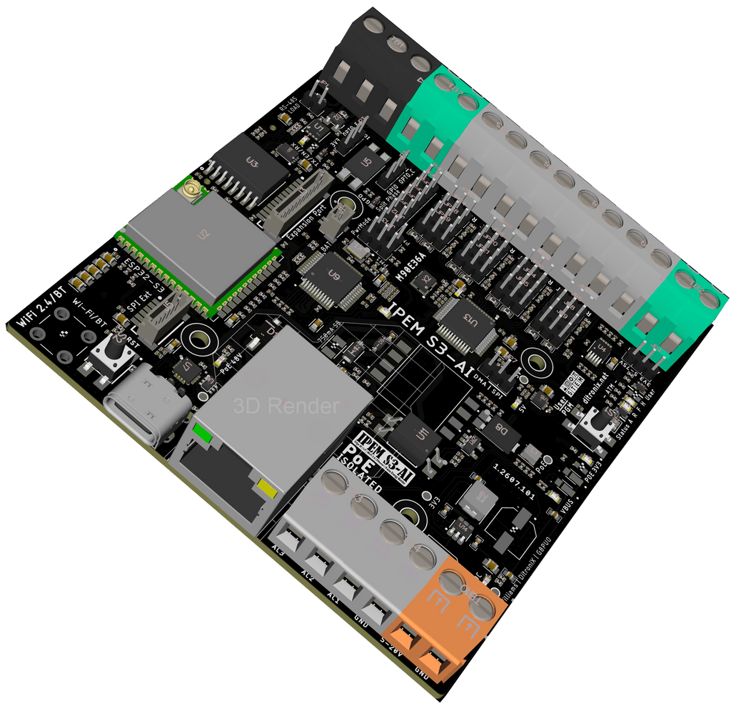 IPEM S3-AI | KIT | ESP32-S3 ATM90E36A IoT Ethernet Mains Power Energy Monitor