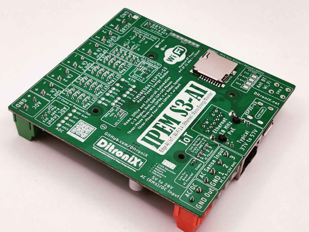 IPEM S3-AI | KIT | ESP32-S3 ATM90E36A IoT Ethernet Mains Power Energy Monitor