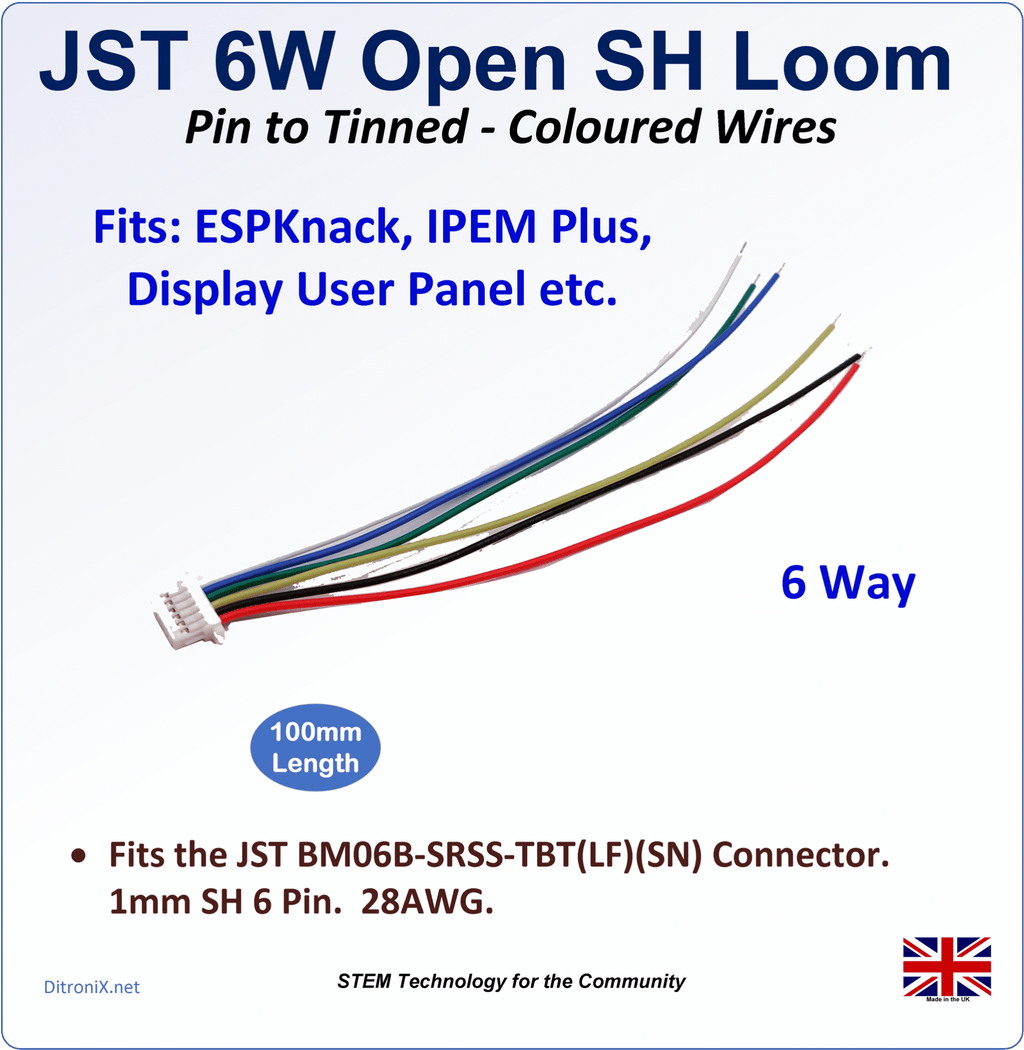 JST SH 1mm 6W-Open Loom – Features