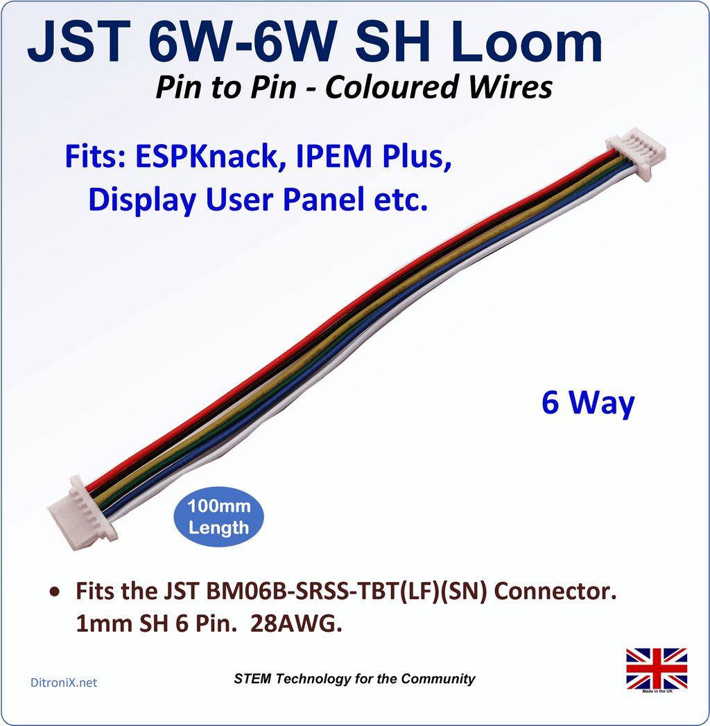 JST SH 1mm 6W-6W Loom – Features