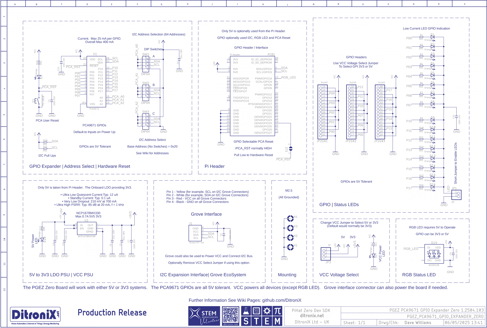 PGEZ PCA9671 GPIO Expander Zero 1.2504.103 Schematic