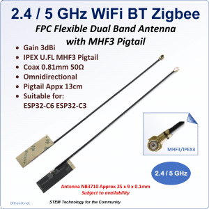 Antenna 2.4GHz 5GHz Dual Band MHF3 FPC Flexible for ESP32-C6 ESP32-C3