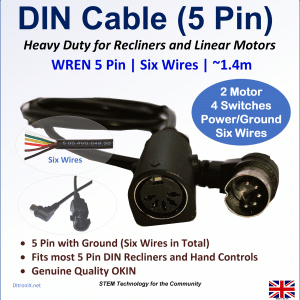 WREN Cable | DIN 5 Pin Power Recliner Chair | Six Wires