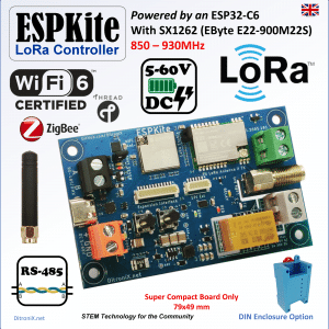 ESPKite | KIT | ESP32-C6 E22-900M22S SX1262 LoRa RS485 5-60V Relay Output