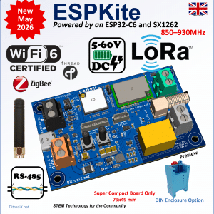 ESPKite | ESP32-C6 E22-900M22S SX1262 LoRa RS485 5-60V Relay Output