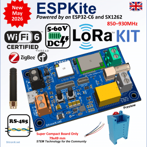 ESPKite | KIT | ESP32-C6 E22-900M22S SX1262 LoRa RS485 5-60V Relay Output