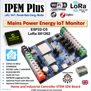 IPEM Plus ATM90E36 ESP32C5 SX1262 LoRa Wi-Fi IoT Remote Mains Power Energy Monitor